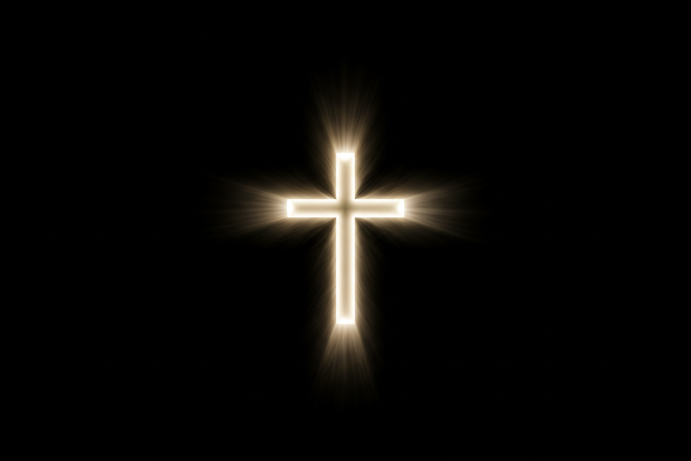 Create black background with illuminated cross
