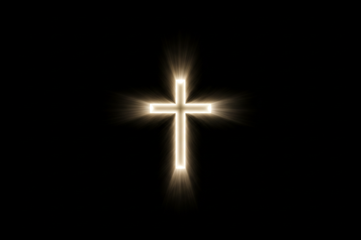 Create black background with illuminated cross